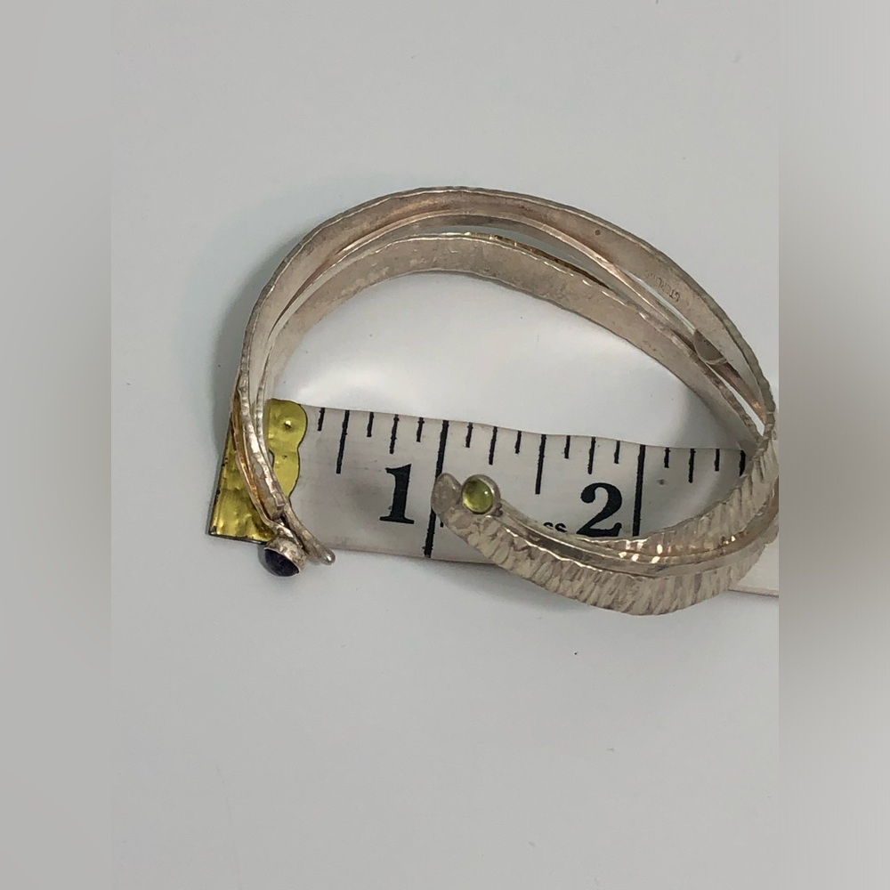 Vtg sterling silver Two Tone cuff bracelet women 28g - Picture 6 of 15